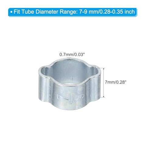 Crimp Rings for Fuel Petrol Pipe Tube Fitting Connections, Silver Tone view 2
