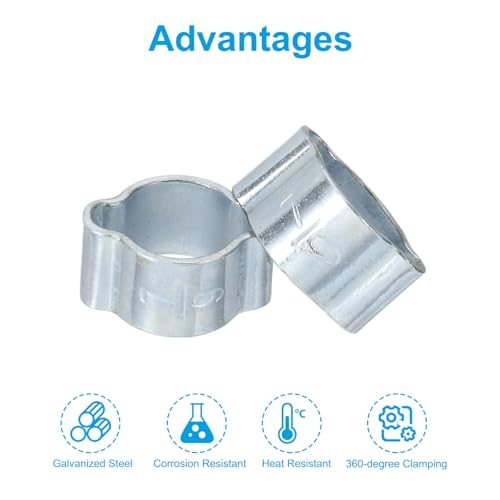 Crimp Rings for Fuel Petrol Pipe Tube Fitting Connections, Silver Tone view 4