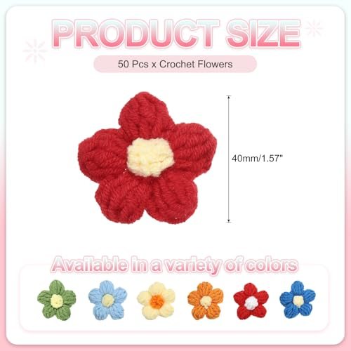 Crochet Flowers 50Pcs Applique Flowers view 2