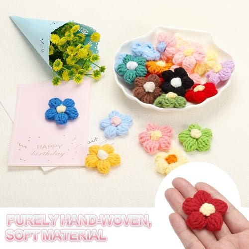 Crochet Flowers 50Pcs Applique Flowers view 4