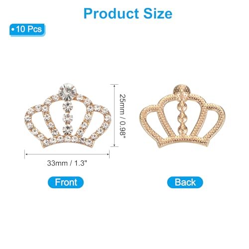 Crown Charms, 1.3" x 0.98" Mini Metal Rhinestone Crystal Crown view 2