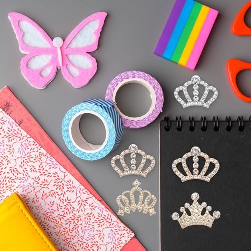 Crown Charms, 1.3" x 0.98" Mini Metal Rhinestone Crystal Crown view 5