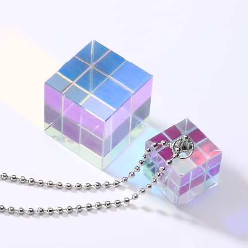 Cube Necklace 15mm K9 Crystal Cube Prism Dispersion Prism Mini, Glass view 4