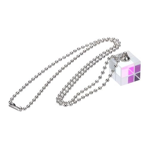 Cube Necklace 15mm K9 Crystal Cube Prism Dispersion Prism Mini, Glass — PATIKIL