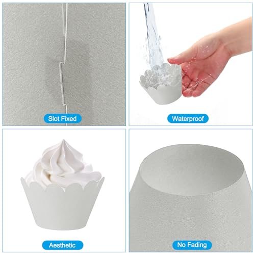 Cupcake Wrappers Paper 50 Pack Standard Wave Baking Cups Silver view 3