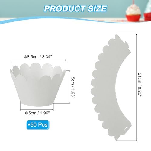 Cupcake Wrappers Paper 50 Pack Standard Wave Baking Cups Silver view 2