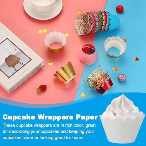 Cupcake Wrappers Paper 50 Pack Standard Wave Baking Cups Silver view 4