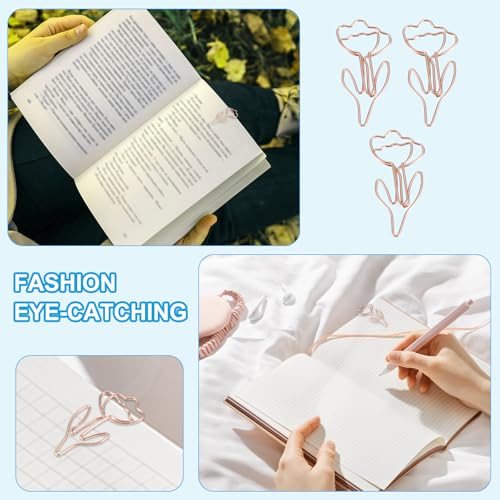 Cute Paper Clip, 30Pcs Flower Shape Paper Clip Metal Funny Bookmarks view 4