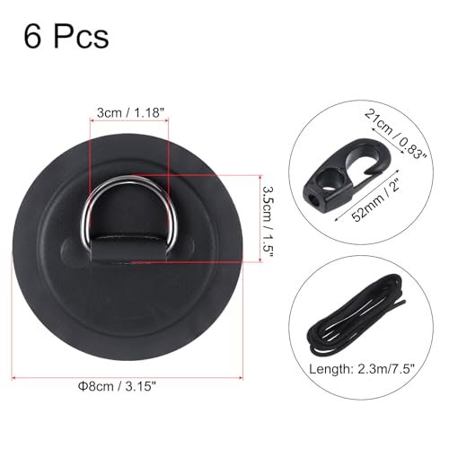 D-Ring Patch, 6 Pcs Stainless Steel D-Ring PVC Patch Pad No Glue Include view 2