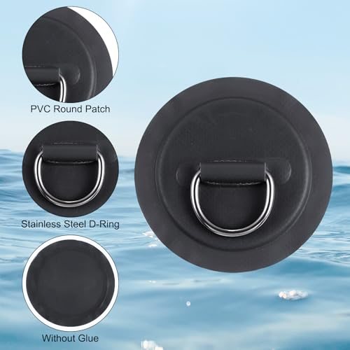 D-Ring Patch, 6 Pcs Stainless Steel D-Ring PVC Patch Pad No Glue Include view 4