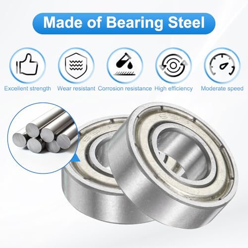 Deep Groove Ball Bearing, Metal Sealed 698ZZ 8mm x 19mm x 6mm 8Pcs view 3