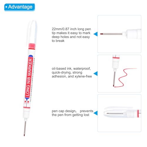 Deep Hole Marker Pens Ink Waterproof Reach Markers 22mm/0.87" 6Pcs, Long view 4