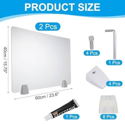 Desk Divider Frosted Transparent 40x60cm Desk Privacy Panel 2 Sets view 2