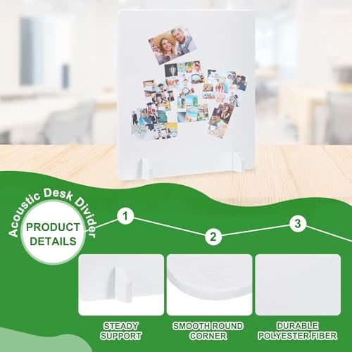 Desk Dividers 24x24 2 Pack Desk Privacy Panel Pure White Style C view 3