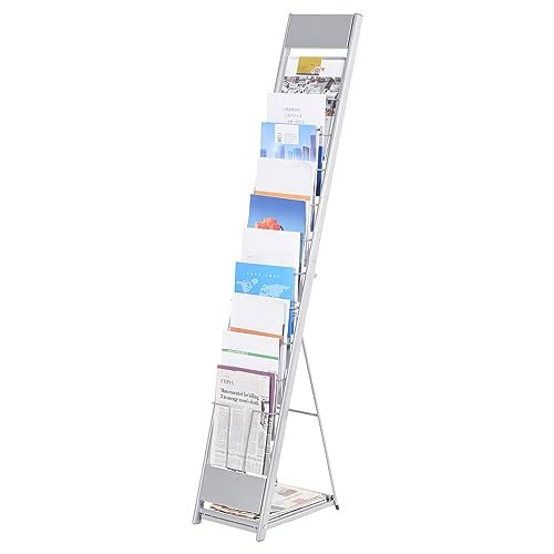 Detachable Magazine Display Racks Floor Standing 10 Layers Brochure Stand — PATIKIL