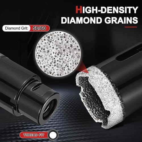 Diamond Core Drill Bit Kit Fit Angle Grinders 8-22mm 4Pcs Black view 3