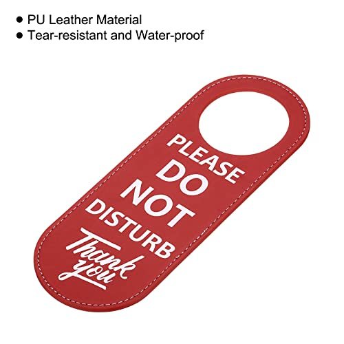 Do Not Disturb Door Hanger Sign, 1 Pack PU Leather Double Sided Door Knob view 3
