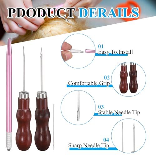 Doll Hair Rooting Holders Tool, 0.6mm, Pink view 3
