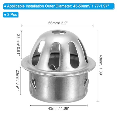 Dome Gutter Guard Filter 2 Inch, 3 Pack 304 Stainless Steel Downspout view 2