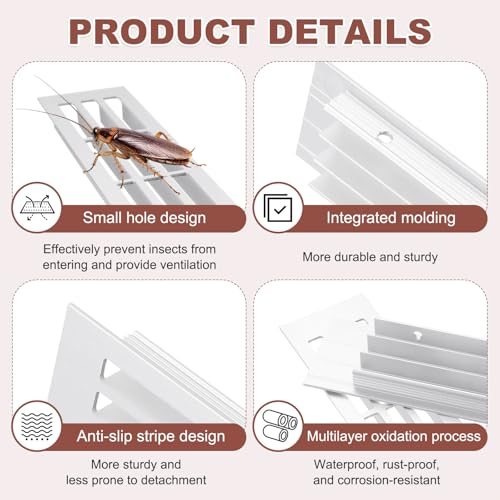 Door Air Vent Cover 15.7"x1.4" Aluminum Rectangle Grille Toe Silver view 3