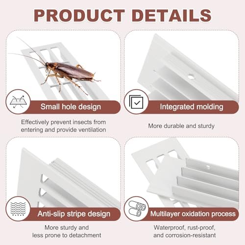 Door Air Vent Cover 15.7"x1.4" Aluminum Rectangle Grille Toe White view 3