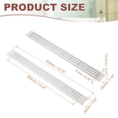 Door Air Vent Cover 15.7"x1.4" Aluminum Rectangle Grille Toe White view 2