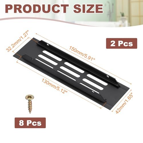 Door Air Vent Cover 6"x1.7" Black Louvered Ventilation Grille 2Pcs view 2