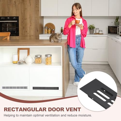 Door Air Vent Cover 6"x1.7" Black Louvered Ventilation Grille 2Pcs view 5