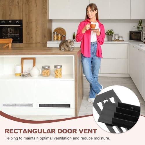 Door Air Vent Cover, 7.8"x1.4" Aluminum Rectangle Grille, Black view 5