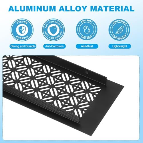 Door Air Vent Cover Heavy Duty Aluminum Grille 6x3 in Black view 3