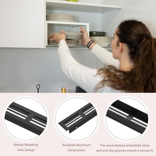 Door Air Vent Covers 20x1.2" Aluminum Louvered Grille Black, Ventilation view 3