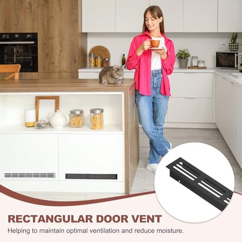 Door Air Vent Covers 20x1.2" Aluminum Louvered Grille Black, Ventilation view 5