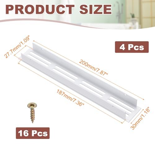 Door Air Vent Covers 8x1.2" Aluminum Louvered Grille Toe White view 2
