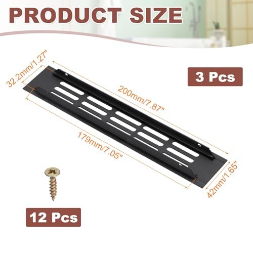 Door Air Vent Covers 8x1.7" Aluminum Louvered Grille Toe Black view 2