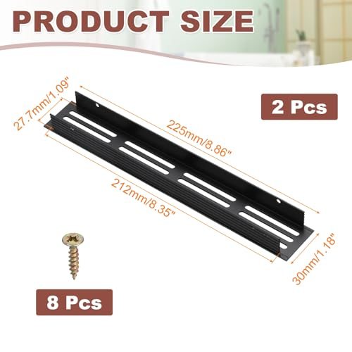Door Air Vent Covers 9x1.2" Aluminum Louvered Grille Toe Black view 2