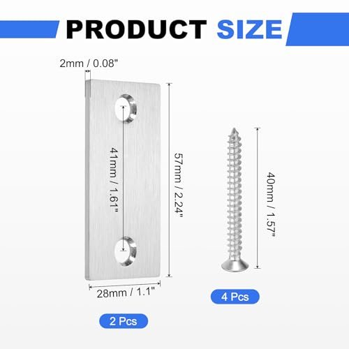 Door Edge Hole Filler Plate 2-1/4" x 1-1/8" Right Angle Silver, Stainless view 2