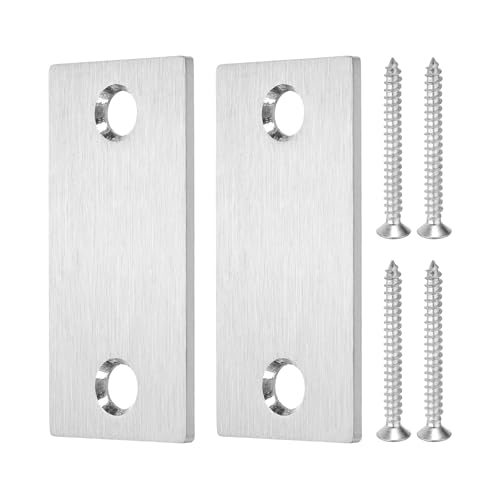 Door Edge Hole Filler Plate 2-1/4" x 1-1/8" Right Angle Silver, Stainless — PATIKIL