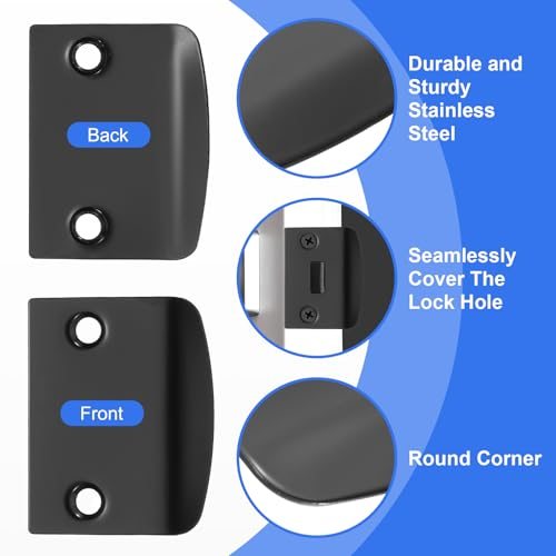 Door Edge Hole Filler Plate 2-1/4"x1-7/16" Right Angle Black, Stainless view 3