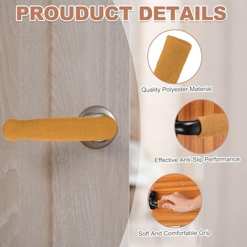 Door Handle Cover, Extended Knitted Door Knob Covers Protector Knob view 3