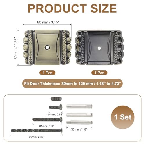 Door Hole Cover Plate, 1-3/16 Inch Zinc Alloy Rectangle Deadbolt Knobs view 2