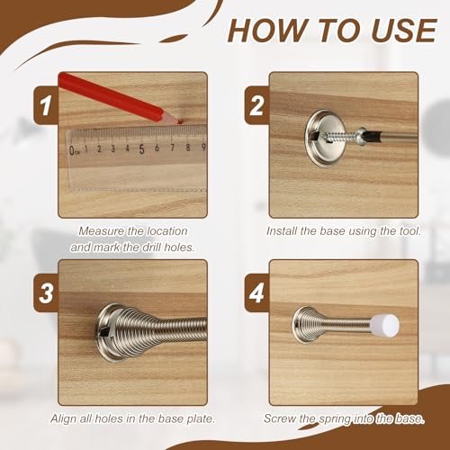 Doorstops 3" Spring Door Stop Metal Wall Protector Doorstop, 2Pcs view 4