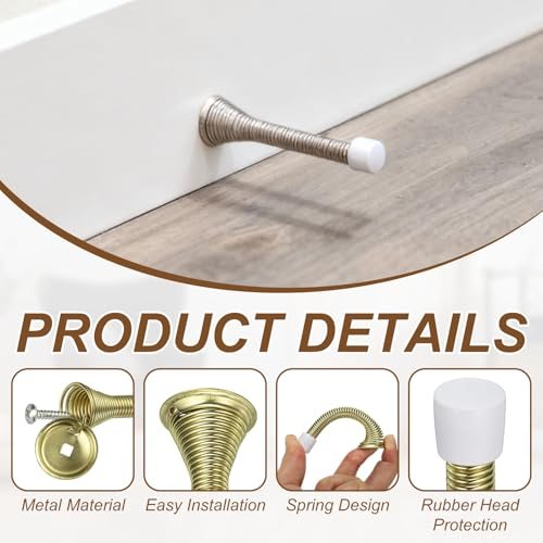 Doorstops 3" Spring Door Stop Metal Wall Protector Doorstop view 3