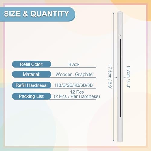 Drawing Pencils for Sketching, 12Pcs HB/B/2B/4B/6B/8B Pencils view 2