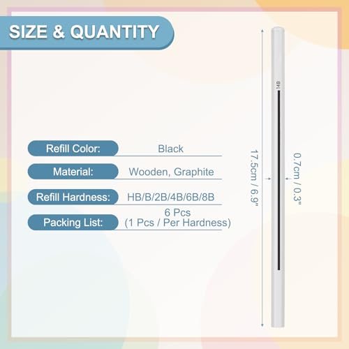 Drawing Pencils for Sketching, 6Pcs HB/B/2B/4B/6B/8B Pencils, Hexagonal view 2