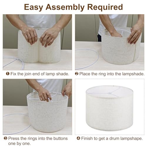 Drum Lamp Shades, 13"x13"x9" Linen Round Lamp Shade view 4