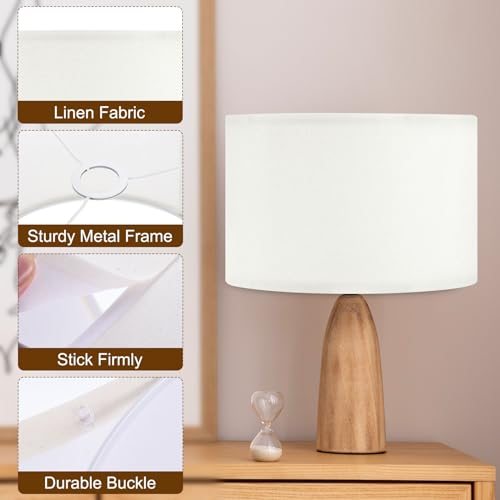 Drum Lamp Shades for Table Lamps 12"x12"x8" Linen Lampshade Easy Assembly view 3
