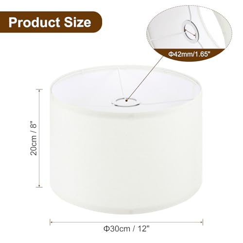 Drum Lamp Shades for Table Lamps 12"x12"x8" Linen Lampshade Easy Assembly view 2