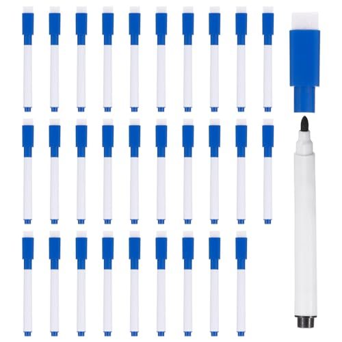 Dry Erase Marker Pens Blue Ink Point Low Odor w/Eraser Cap 60Pcs — PATIKIL