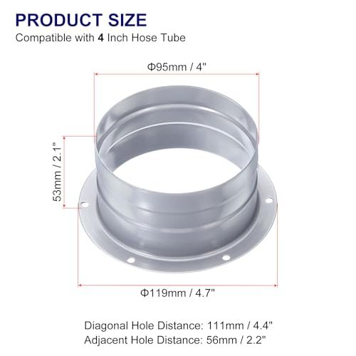 Duct Connector Flange, 4 Inch, 4 Pack Straight Pipe Exhaust Flange view 2