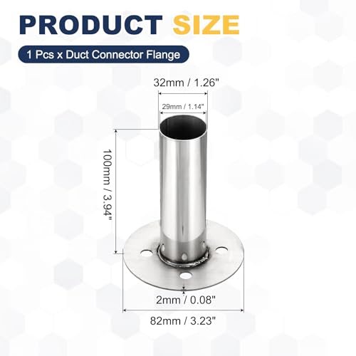 Duct Connector Flange, Wall Mount, Stainless Steel view 2